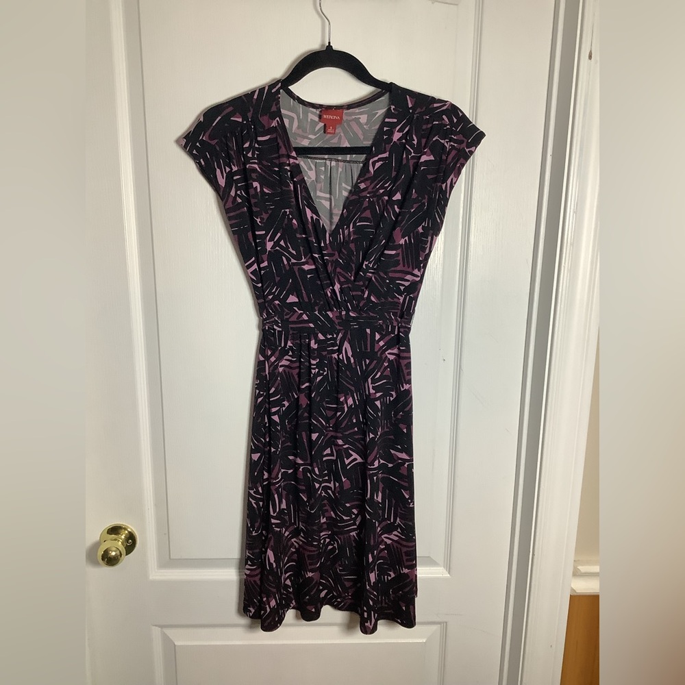 Merona abstract print cross front cap sleeve dress